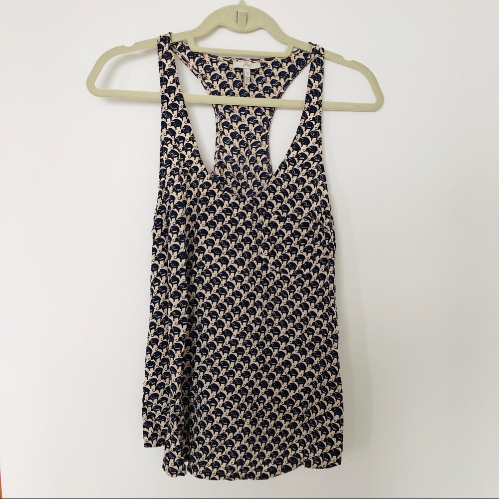 Joie Elephant Print Silk Racerback Tank